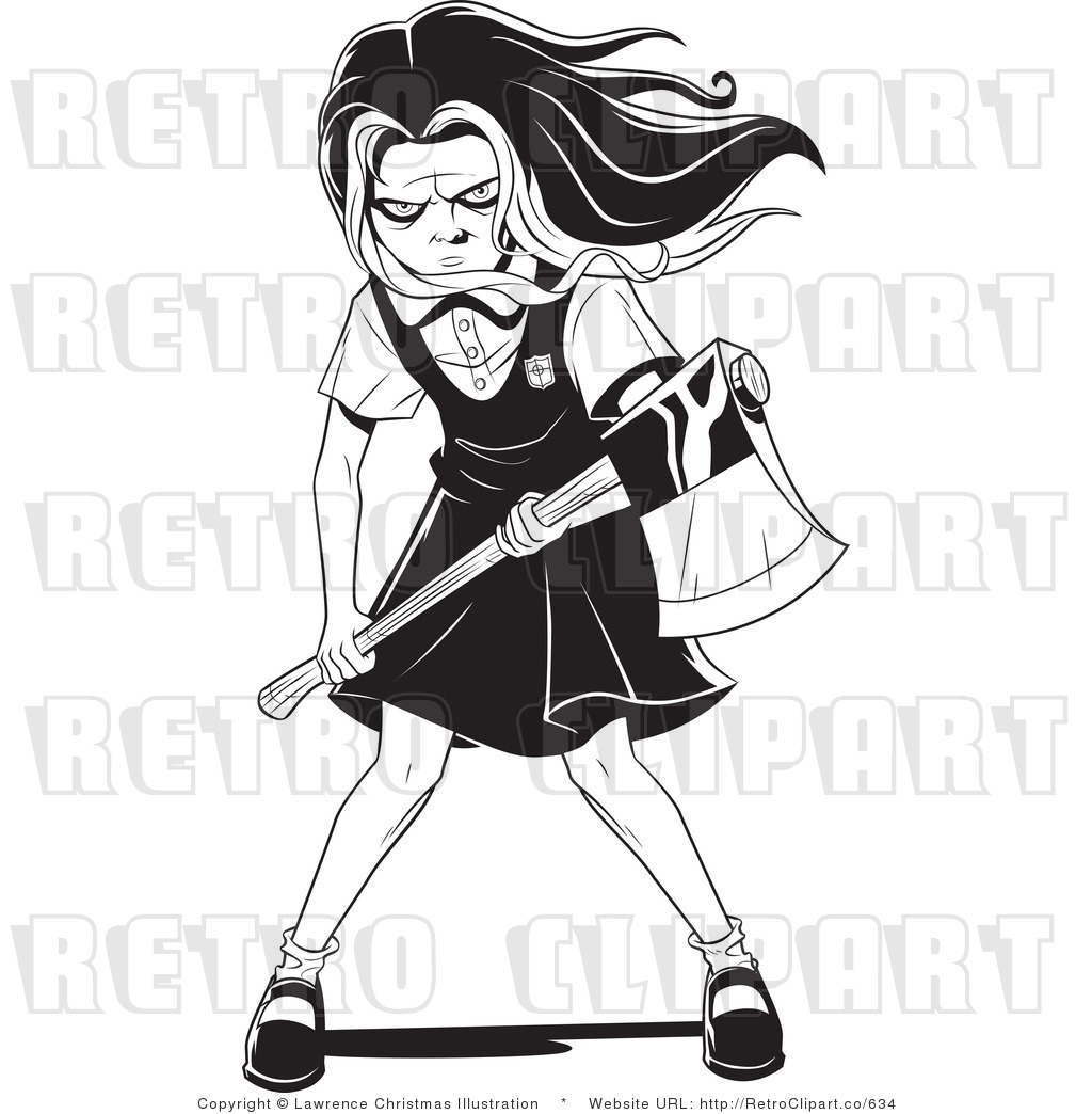 school girl clipart black and white - photo #43