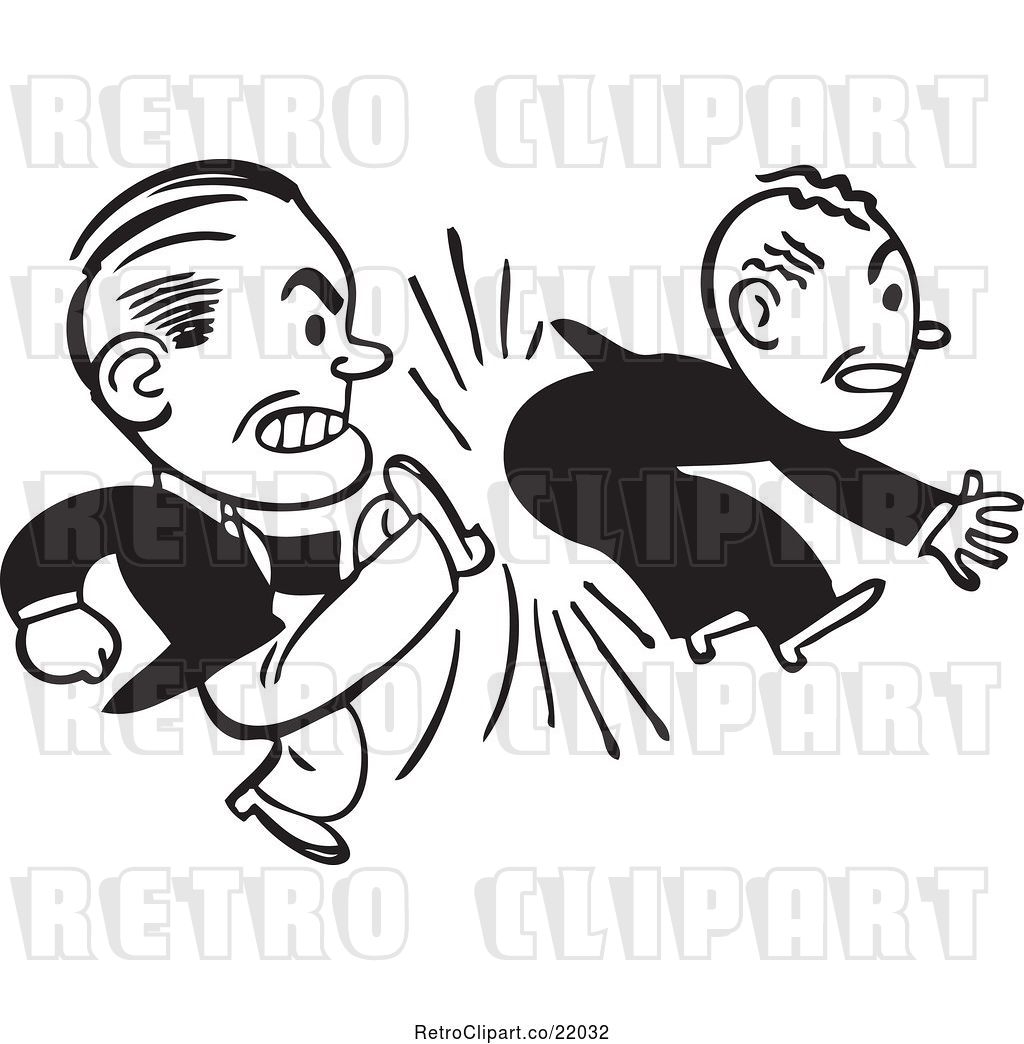 Vector Clip Art Of Retro Business Man Kicking Another In The Butt By BestVector