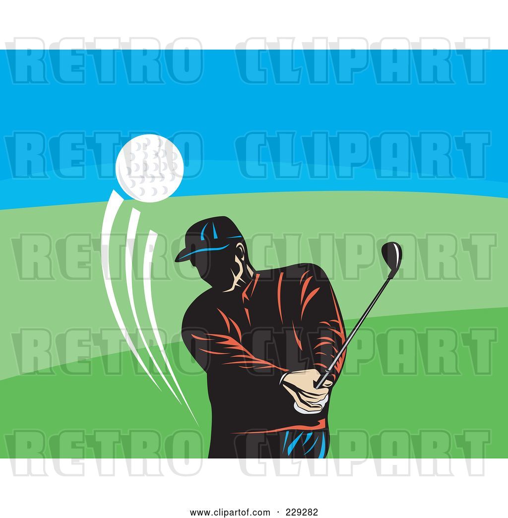 Vector Clip Art of Retro Golfer Guy Swinging by patrimonio