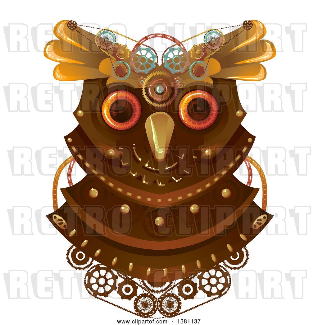 Vector Clip Art Of Retro Steampunk Owl Head With Gears By Bnp Design