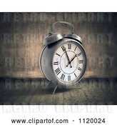 Clip Art of Retro 3d Alarm Clock in a Grungy Room by Mopic