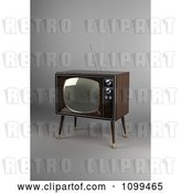 Clip Art of Retro 3d Box Television with Wood Veneer on Gray by Stockillustrations
