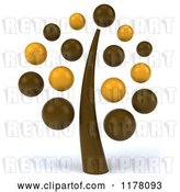 Clip Art of Retro 3d Brown and Yellow Tree by