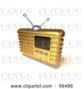 Clip Art of Retro 3d Gold Metal Radio - Version 8 by