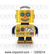 Clip Art of Retro 3d Happy Yellow Robot by Stockillustrations