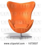Clip Art of Retro 3d Orange Egg Chair 2 by