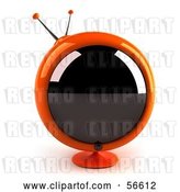 Clip Art of Retro 3d Orange Round Television - Version 1 by