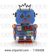 Clip Art of Retro 3d Sad Blue Robot Pouting by Stockillustrations