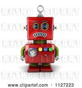 Clip Art of Retro 3d Sad Red Metal Robot by Stockillustrations