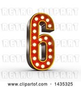 Clip Art of Retro 3d Theater Light Bulb Styled Number 6, on a White Background, with Clipping Path by Stockillustrations