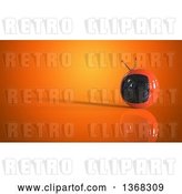 Clip Art of Retro 3d Tv on an Orange Background by