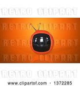 Clip Art of Retro 3d Tv on an Orange Background by