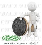 Clip Art of Retro 3d White Guy with an Approved Stamp, on a White Background by