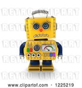 Clip Art of Retro 3d Yellow Robot About to Cry by Stockillustrations