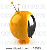 Clip Art of Retro 3d Yellow Round Television - Version 2 by