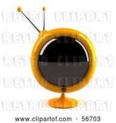 Clip Art of Retro 3d Yellow Round Television - Version 4 by