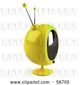 Clip Art of Retro 3d Yellow Round Television - Version 6 by