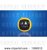 Clip Art of Retro 3d Yellow Tv on a Blue Background by