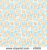 Clip Art of Retro Background of Blue and Orange Swirls and Diamonds by Arena Creative