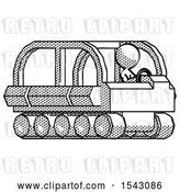 Clip Art of Retro Design Mascot Lady Driving Amphibious Tracked Vehicle Side Angle View by Leo Blanchette