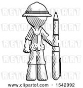 Clip Art of Retro Explorer Guy Holding Large Pen by Leo Blanchette