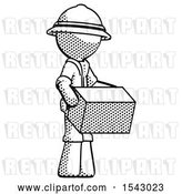 Clip Art of Retro Explorer Guy Holding Package to Send or Recieve in Mail by Leo Blanchette