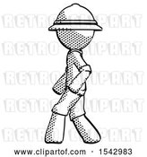 Clip Art of Retro Explorer Guy Walking Left Side View by Leo Blanchette