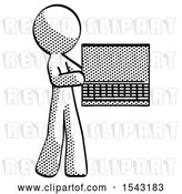 Clip Art of Retro Guy Holding Laptop Computer Presenting Something on Screen by Leo Blanchette