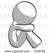 Clip Art of Retro Guy Sitting with Head down Facing Sideways Right by Leo Blanchette