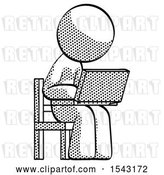 Clip Art of Retro Guy Using Laptop Computer While Sitting in Chair Angled Right by Leo Blanchette