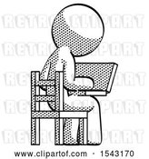 Clip Art of Retro Guy Using Laptop Computer While Sitting in Chair View from Back by Leo Blanchette