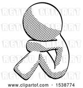 Clip Art of Retro Halftone Design Mascot Guy Sitting with Head down Facing Sideways Left by Leo Blanchette
