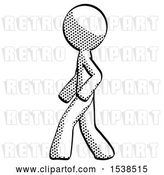 Clip Art of Retro Halftone Design Mascot Guy Walking Left Side View by Leo Blanchette