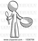 Clip Art of Retro Halftone Design Mascot Guy with Empty Bowl and Spoon Ready to Make Something by Leo Blanchette