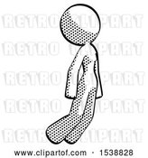 Clip Art of Retro Halftone Design Mascot Lady Floating Through Air Right by Leo Blanchette