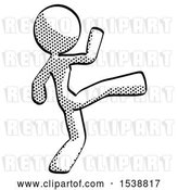 Clip Art of Retro Halftone Design Mascot Lady Kick Pose by Leo Blanchette