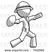 Clip Art of Retro Halftone Explorer Ranger Guy Throwing Football by Leo Blanchette