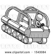 Clip Art of Retro Lady Driving Amphibious Tracked Vehicle Top Angle View by Leo Blanchette