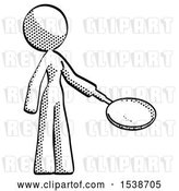Clip Art of Retro Lady Frying Egg in Pan or Wok Facing Right by Leo Blanchette