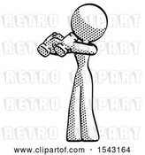 Clip Art of Retro Lady Holding Binoculars Ready to Look Left by Leo Blanchette
