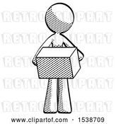 Clip Art of Retro Lady Holding Box Sent or Arriving in Mail by Leo Blanchette