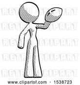 Clip Art of Retro Lady Holding Football up by Leo Blanchette