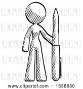 Clip Art of Retro Lady Holding Large Pen by Leo Blanchette
