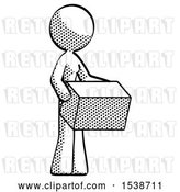 Clip Art of Retro Lady Holding Package to Send or Recieve in Mail by Leo Blanchette