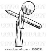 Clip Art of Retro Lady Impaled Through Chest with Giant Pen by Leo Blanchette