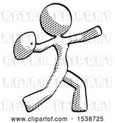 Clip Art of Retro Lady Throwing Football by Leo Blanchette