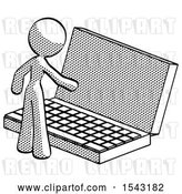Clip Art of Retro Lady Using Large Laptop Computer by Leo Blanchette
