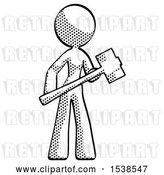 Clip Art of Retro Lady with Sledgehammer Standing Ready to Work or Defend by Leo Blanchette