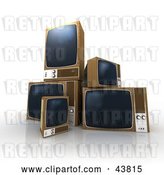 Clip Art of Retro Old Box TVs Being Tossed out by