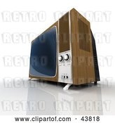 Clip Art of Retro Old Wood Paneled Box Television by